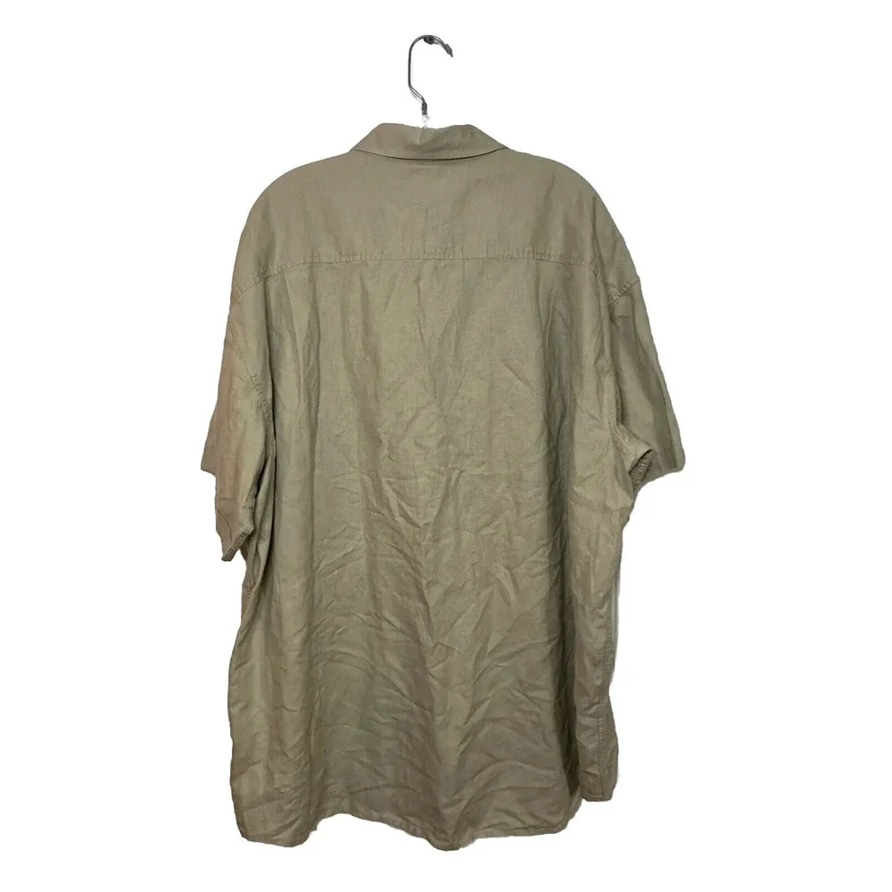 Sean John Shirt Men Size 3XB Khaki Collared‎ Short Sleeve Pockets Button-Up